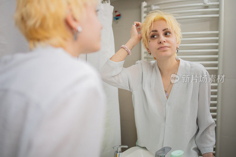 Woman takes care of her beauty